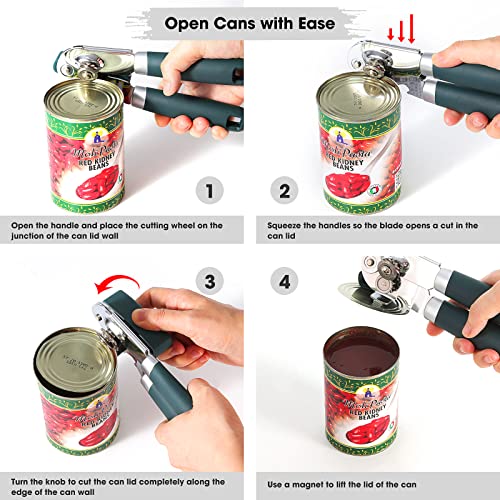 Heavy Duty Hand Can Opener Manual with Magnet Lid Remover
