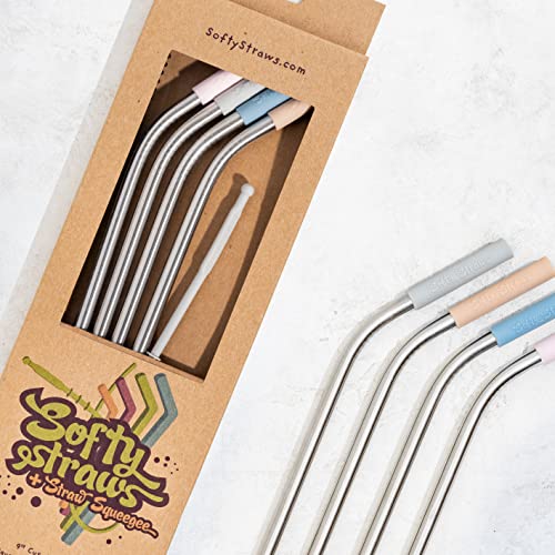 Premium Reusable Stainless Steel Drinking Straws With Silicone Tips + Patented Straw Cleaners and Carrying Case