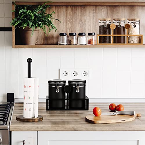 2×63OZ Stainless Steel Coffee Canister with Shelf and Scoop for Coffee Bar