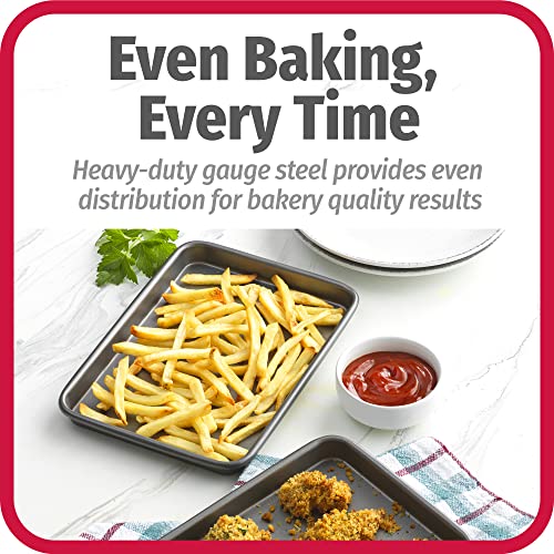 Set of 2 Nonstick Steel 9" x 6" Toaster Oven Mini Baking Sheets with Racks