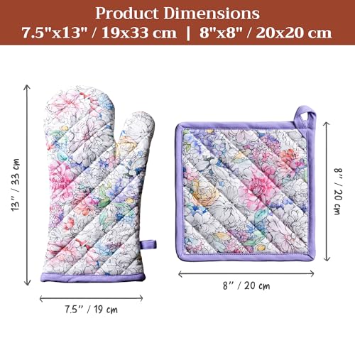 100% Cotton Oven Mitt & Pot Holder Set