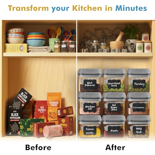 9PC (0.5L, 2.1 Cup, 17oz) Airtight Food Storage Containers + 6 Spoons (9 Count)