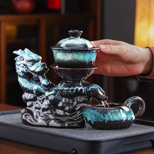 Ceramic Teapot with Infuser Semi Automatic Tea Set Magic Teapot with 8 cups Gradient Color
