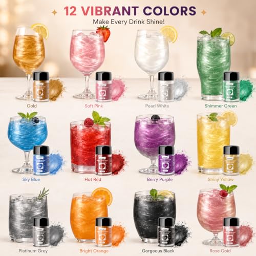 Edible Glitter for Drinks and Cakes (12 Count)