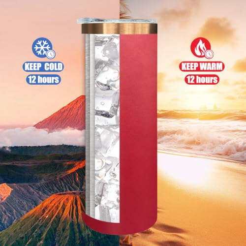 20 oz Skinny Tumblers Bulk with Lids and Straws Bright Red (4 Count)