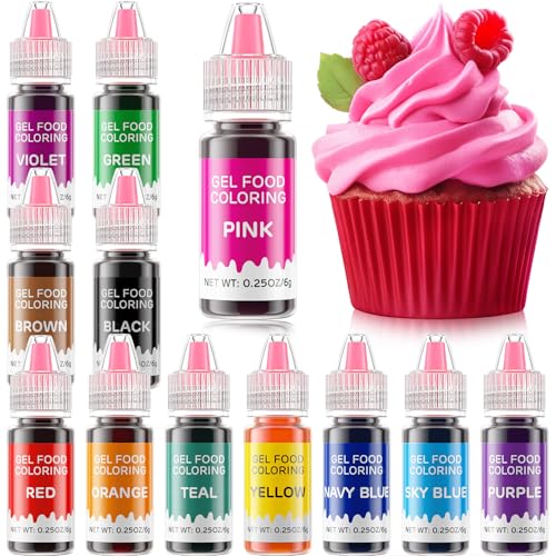 Gel Food Coloring 12 Colors Set for Cake Decorating (12 Fl Oz)