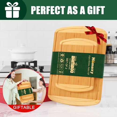Bamboo Cutting Boards for Kitchen Set of 2 (2 Count)