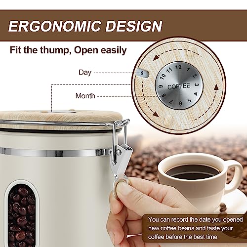 1800ML Airtight Coffee Canister with Date Tracker&Transparent Window