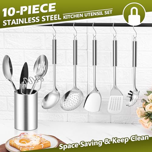 Stainless Steel Kitchen Cooking Utensils Set (10 Count)
