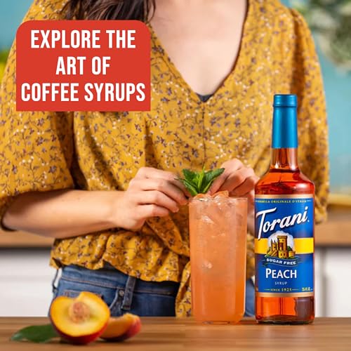 Jimoco® Syrup Pump Dispenser + Torani® Sugar Free Peach Syrup (25.4 Fl Oz)