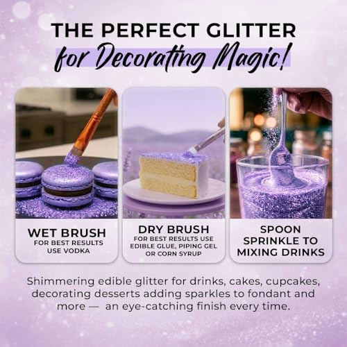 Purple Edible Glitter for Drinks 20g