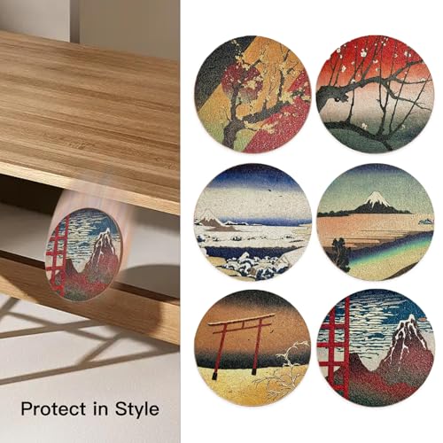 Cork Coasters for Drinks Absorbent Non Slip 12pcs 4 Inch Ukiyo (12 Count)