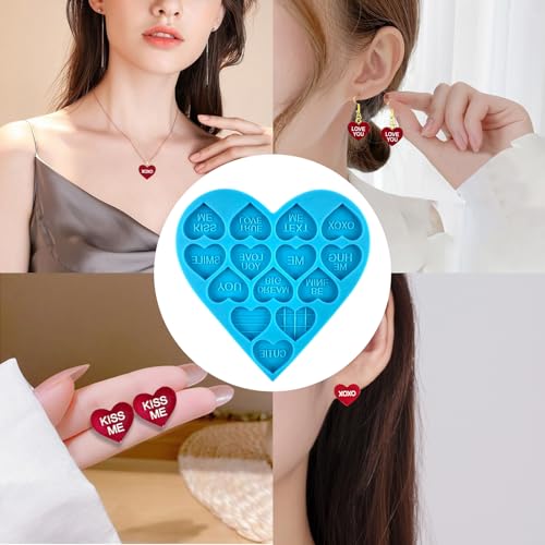 Heart Resin Molds 5pcs Valentine's Heart Silicone Resin Molds for Keychain (5 Count)