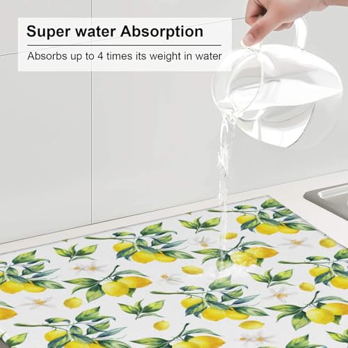 Tropical Lemon Leaves Dish Drying Mat