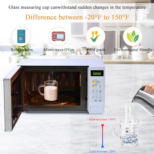 8 Oz Glass Measuring Cup Espresso shot glasses Clear Coffee Mugs for Hot or Cold Glass Expresso Small Coffee Cup with Glass Handle High Borosilicate Glass Cup