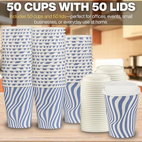 Disposable Coffee Cups with Lids (50 Count)