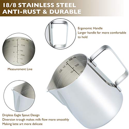Stainless Steel Milk Frothing Pitcher 12 oz