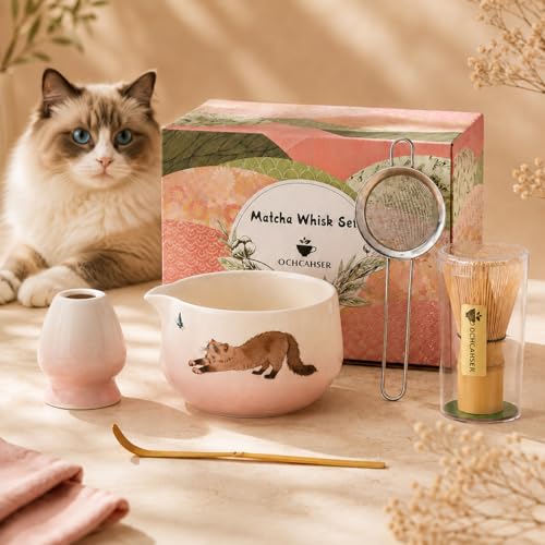 Matcha Set with Cat Pattern