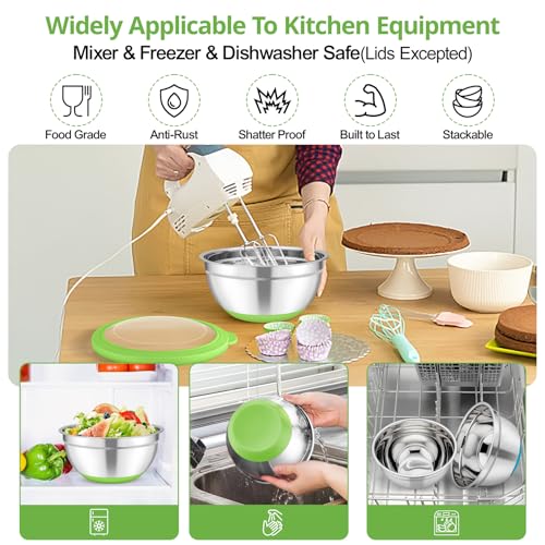 Mixing Bowls Salad Bowls with Transparent Airtight Lids (5 Count)
