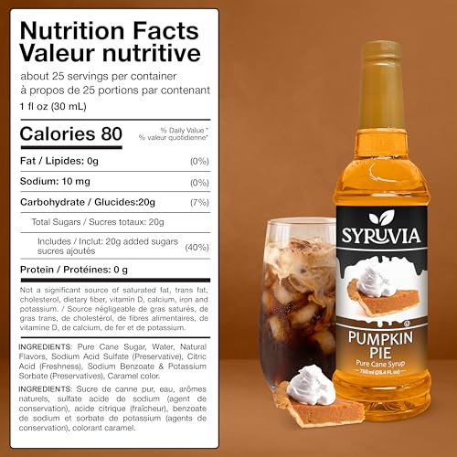Coffee Syrup Pumpkin Pie Flavored Syrup for Drinks (25.4 Fl Oz)