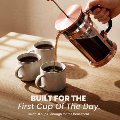 EzDtach Glass French Press Coffee Maker 34oz Copper