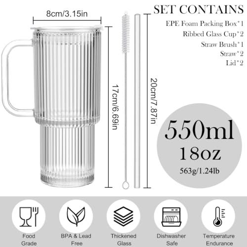 18oz Iced Coffee Cups with Lids and Straws