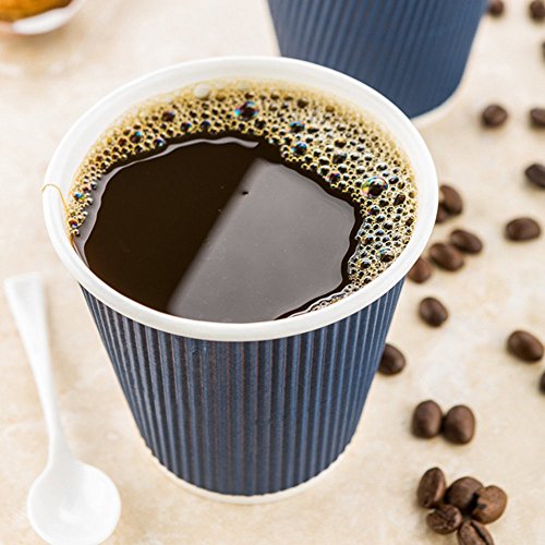 Ripple Wall Coffee Cups 500 Count 8 Ounce Insulated Midnight Blue Paper Cups