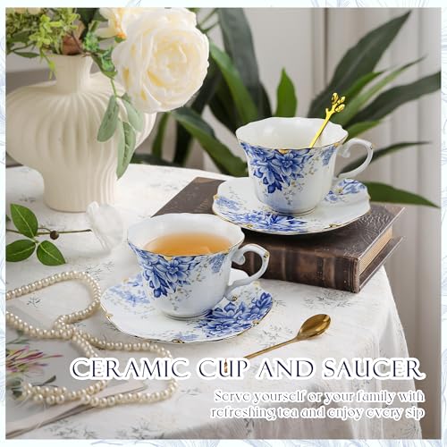 Country Roses Bone China Tea Cup and Saucer Set (3 Count)