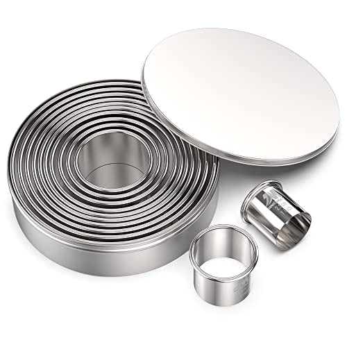 Round Cookie Biscuit Cutter Set 12 Pieces Graduated Circle Pastry Cutters 18