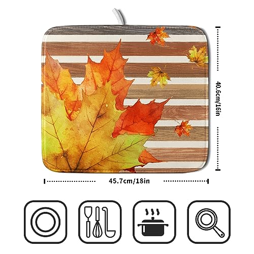 Autumn Golden Maple Leaf Dish Drying Mat for Kitchen Counter