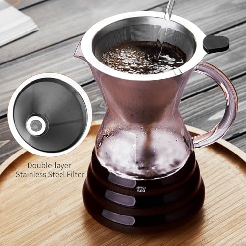 Pour Over Coffee Maker with Permanent Stainless Filter 27 fl oz (27 Fl Oz)