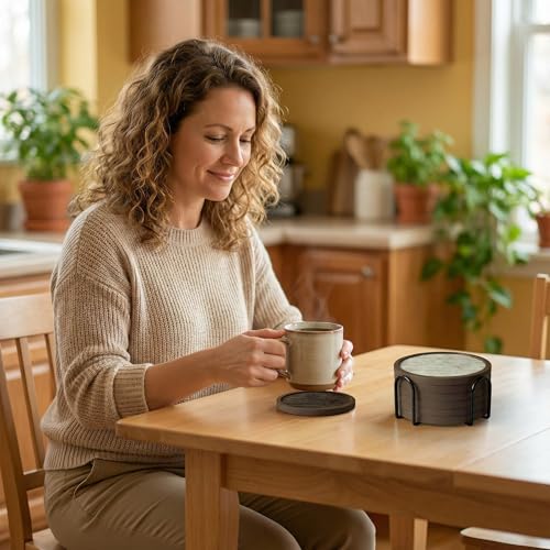 Absorbent Coasters for Drinks with Holder (7 Count)