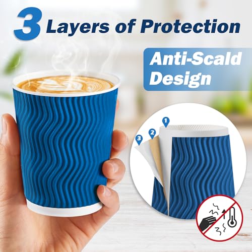 90 Pack 8 oz Disposable Coffee Cups with Lids and Straws (90 Count)