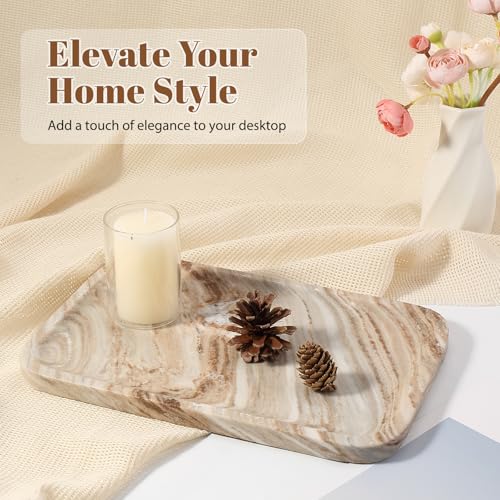 Marble Tray 12"x8" Natural Marble Vanity Tray for Countertop Bathroom Kitchen Dresser