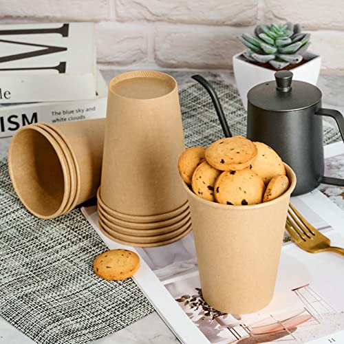 100 Pack 12 oz Kraft Paper Coffee Cups
