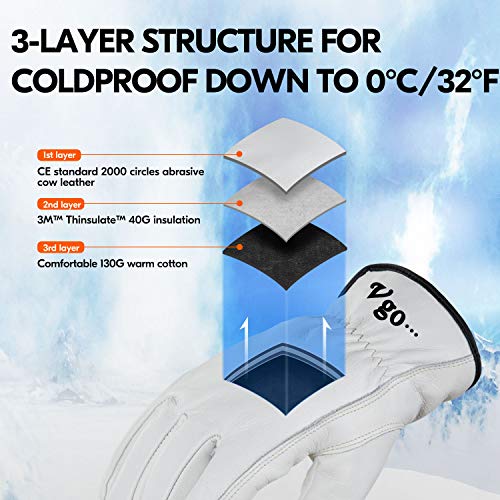 32℉ Lined Full Leather Winter Gloves