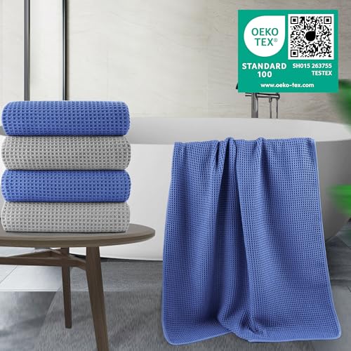 430 GSM Poly Blend Microfiber Quick Dry Waffle Bath Towel (4 Count)
