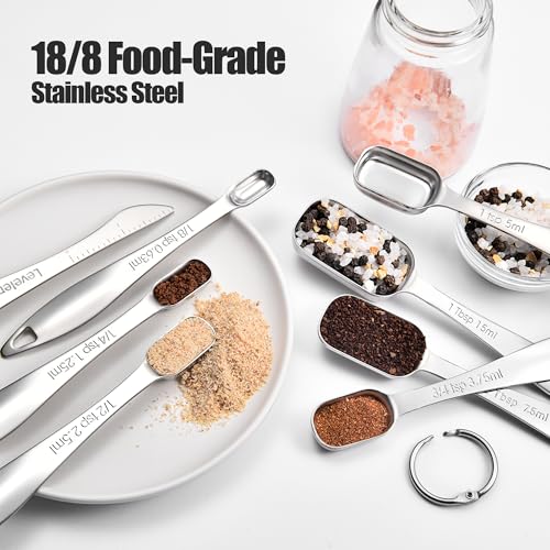 18 8 Stainless Steel Measuring Spoons with Long Handle (6 Count)