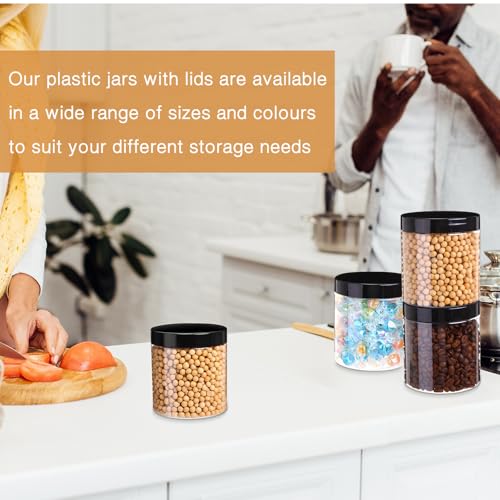 4 Pcs Plastic Jars Wide Mouth with Lids (4 Count)