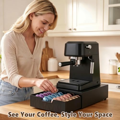 Coffee Pods Drawer Organizer Compatible with Nespresso Vertuo Pods & K