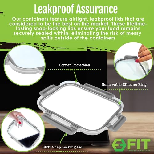 Glass Meal Prep Containers 2 & 3 Compartment (4 Count)