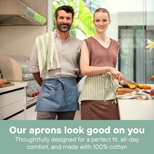 Chef Waist Aprons for Women with Pockets
