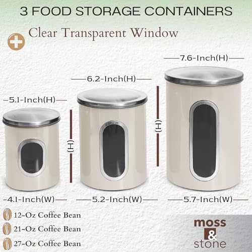 3 Pcs Beige Canisters Set for Kitchen Storage Airtight Jars (3 Count)