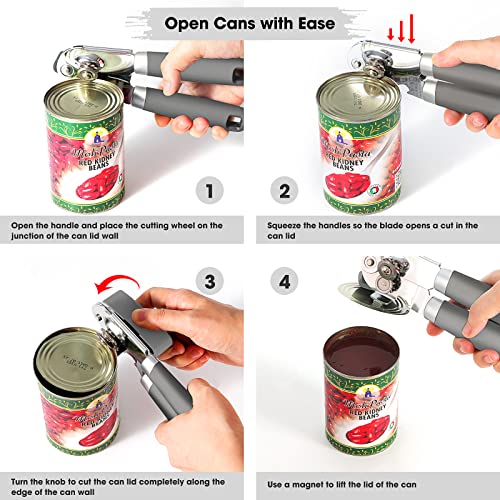 Heavy Duty Hand Can Opener Manual with Magnet Lid Remover