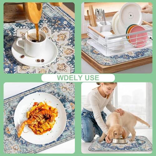 Dish Drying Mat for Kitchen Counter Absorbent Dish Coffee Mat 16"X24"