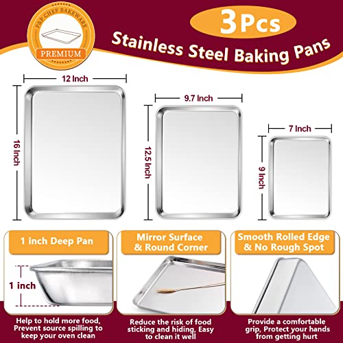 16 + 12.5 + 9 Inch Cookie Baking Sheet Pan with Wire Rack