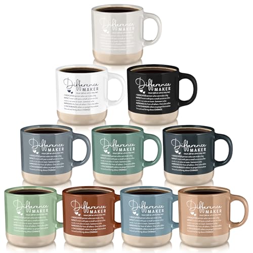10 Pcs Difference Maker Appreciation Gifts Bulk Inspirational Ceramic Coffee Mugs 13 oz Thank You Mug Housekeeping Appreciation Gifts for Teacher Boss Leader Office Coworker Staff (10 Count)