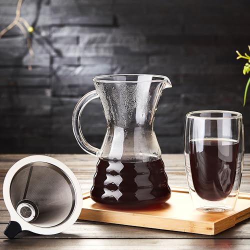 Pour Over Coffee Maker with Permanent Stainless Filter 27 fl oz (27 Fl Oz)