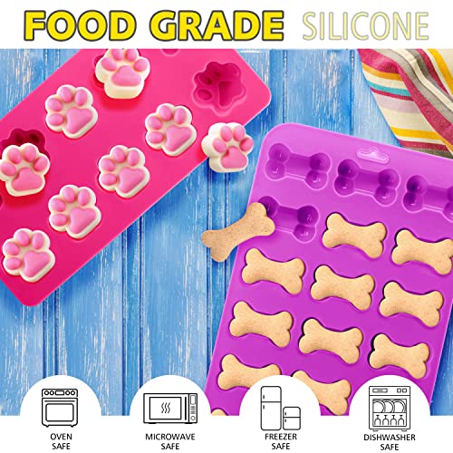 Reusable Silicone Molds with Puppy Dog Paw and Bone Shaped