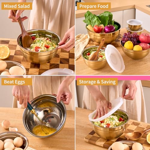 Gold Mixing Bowls With Airtight Lids